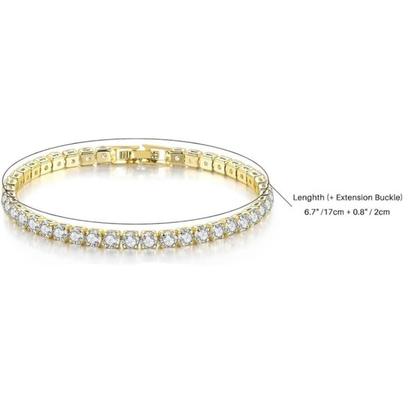 Chic 14K Gold Plated Tennis Bracelet for Men & Women with Hypoallergenic Stones - Picture 6 of 9